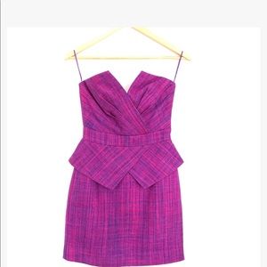 Fuchsia strapless Tweed Peplum Trina Turk dress